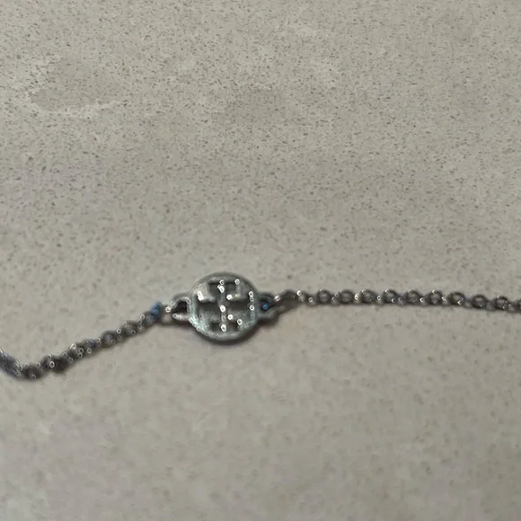 Tory Burch Miller Medallion Station Logo Silver Necklace - Picture 4 of 7